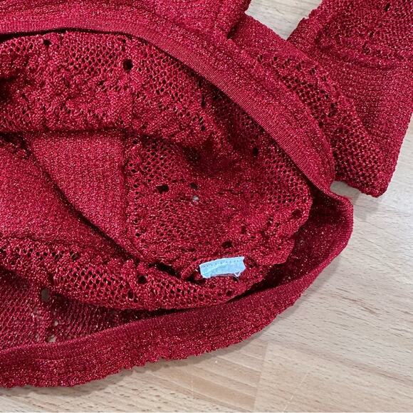 Ronny Kobo Michaela Metallic Knit Top Red size XS Romantic Date Night - Picture 6 of 6